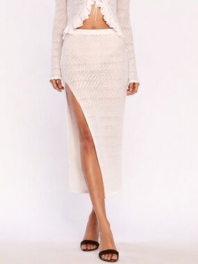 NWT Heartloom White Crochet Knit Maxi Skirt XS Boho Cottagecore